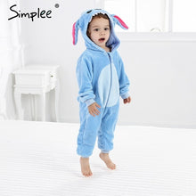 Load image into Gallery viewer, Baby Sleepwear Boys Girls Cosplay Cartoon Stitch Cat Rabbit Panda Winter Hooded Children Clothes Infant Jumpsuits