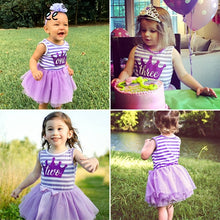Load image into Gallery viewer, Baby girls dresses for One Two Three years birthday party Tutu toddler girl princess dress sleeveless 1 2 3 Years stripe dress