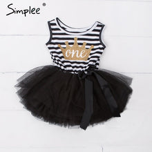 Load image into Gallery viewer, Baby girls dresses for One Two Three years birthday party Tutu toddler girl princess dress sleeveless 1 2 3 Years stripe dress