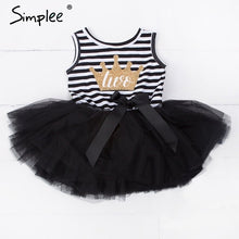 Load image into Gallery viewer, Baby girls dresses for One Two Three years birthday party Tutu toddler girl princess dress sleeveless 1 2 3 Years stripe dress