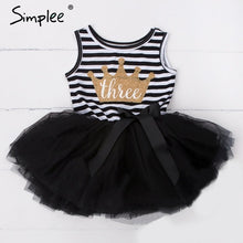 Load image into Gallery viewer, Baby girls dresses for One Two Three years birthday party Tutu toddler girl princess dress sleeveless 1 2 3 Years stripe dress