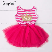 Load image into Gallery viewer, Baby girls dresses for One Two Three years birthday party Tutu toddler girl princess dress sleeveless 1 2 3 Years stripe dress