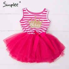 Load image into Gallery viewer, Baby girls dresses for One Two Three years birthday party Tutu toddler girl princess dress sleeveless 1 2 3 Years stripe dress