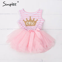 Load image into Gallery viewer, Baby girls dresses for One Two Three years birthday party Tutu toddler girl princess dress sleeveless 1 2 3 Years stripe dress