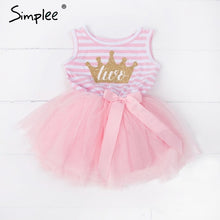 Load image into Gallery viewer, Baby girls dresses for One Two Three years birthday party Tutu toddler girl princess dress sleeveless 1 2 3 Years stripe dress