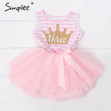 Load image into Gallery viewer, Baby girls dresses for One Two Three years birthday party Tutu toddler girl princess dress sleeveless 1 2 3 Years stripe dress