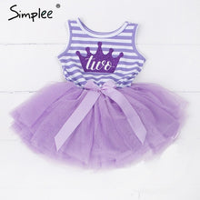 Load image into Gallery viewer, Baby girls dresses for One Two Three years birthday party Tutu toddler girl princess dress sleeveless 1 2 3 Years stripe dress