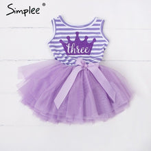 Load image into Gallery viewer, Baby girls dresses for One Two Three years birthday party Tutu toddler girl princess dress sleeveless 1 2 3 Years stripe dress